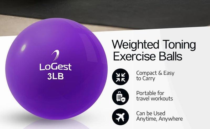 Logest Weighted Toning Exercise Balls Pair - Round Shape Medicine Ball - 1LB 2LB 3LB 4LB 5LB 6LB Available - Toning Muscle for Men & Women - Color-Coded Difficulty Levels - Image 3